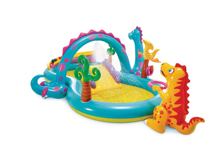 Intex 96" x 78" x 28" Inflatable Jungle Adventure Play Center Spray Kiddie Pool - Backyard Kids Water Slide, Outdoor Blow-Up Splash Pad for Toddlers