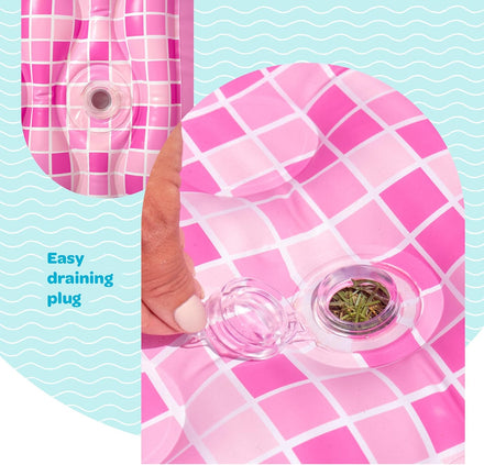 Inflatable for Kids and Adults 90"x60" (7.5'x5') with Soft Padded Floor, Handles and Drain, Kiddie Swimming Pool, Big Blow Up Backyard Pool for Ages 3+, Playful - Pink