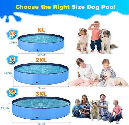 Jecoo Dog Pool for Large Dogs Kiddie Pool Hard Plastic Foldable Dog Bathing Tub Portable Outside Kids Swimming Pool for Pets and Dogs Outdoor Backyard