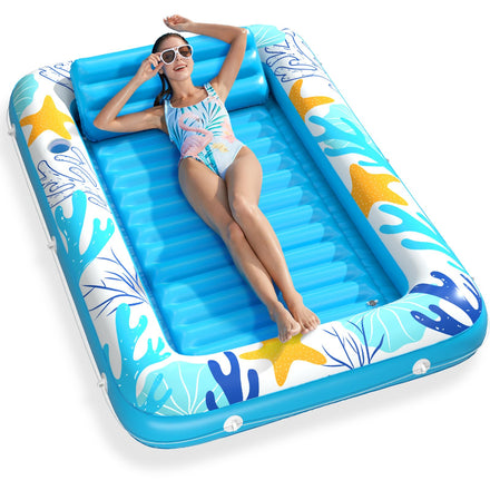 Inflatable Tanning Pool Lounger Float - Jasonwell 4 in 1 Sun Tan Tub Sunbathing Pool Lounge Raft Floatie Toys Water Filled Tanning Bed Mat Pad for Adult Blow Up Kiddie Pool Kids Ball Pit Pool (L)