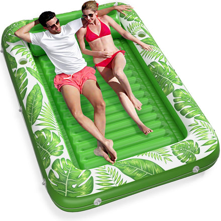 Inflatable Tanning Pool Lounger Float - Jasonwell 4 in 1 Sun Tan Tub Sunbathing Pool Lounge Raft Floatie Toys Water Filled Tanning Bed Mat Pad for Adult Blow Up Kiddie Pool Kids Ball Pit Pool (L)