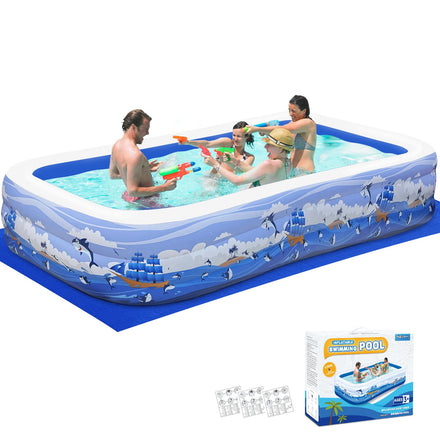 Nattork Inflatable Swimming Pool for Kids and Adults- 118" x 68" x 22" Family Full-Sized Blow Up Pools for kids -Thickened Durable Above Ground Swimming Pool Backyard Lawn, Indoor Outdoor Summer Party