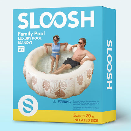SLOOSH Inflatable Swimming Pool,5.5ft x 20 Inch Full-Sized Blow Up Durable Thickened Luxury Above Ground Family Pool with Comfortable Backrest for Summer Water Party Backyard Garden Lawn,Sandy