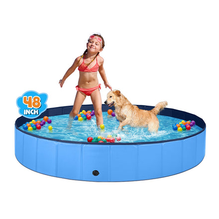 Jecoo Dog Pool for Large Dogs Kiddie Pool Hard Plastic Foldable Dog Bathing Tub Portable Outside Kids Swimming Pool for Pets and Dogs Outdoor Backyard