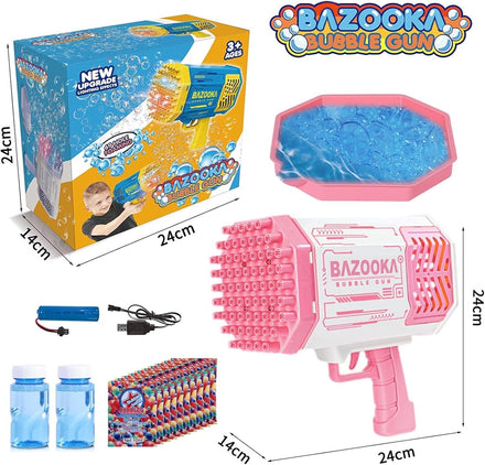 Bubble Machine Gun, 69 Holes Bubble Gun with Lights, Pink Outdoor Summer Beach Kids Bubbles Toys Birthday Wedding Party Fun Gifts for Girls Boys