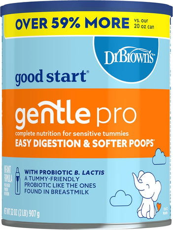 Good Start | Dr. Brown’s Gentle Pro, Baby Formula Powder, For Sensitive Tummies, Easy Digestion and Softer Poops, Infant Formula with Probiotics, DHA, Non-GMO, 32 OZ