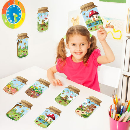 24Pack Spring Craft Bugs Scene Stickers Summer Art Craft Make A Bug Jar Scene with Insect Butterfly Frogs Bee Flower Sticker for Fun Spring Party Supplies Summer Party Games Classroom Activities