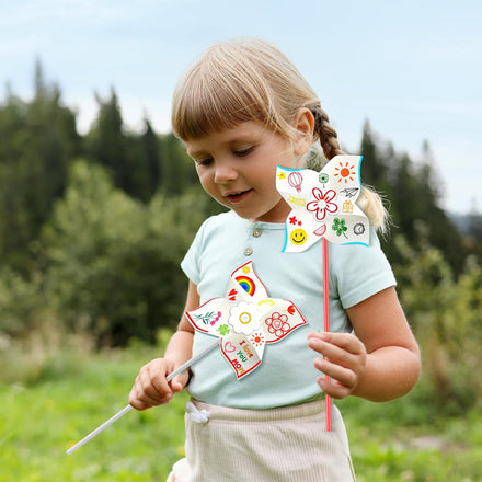 60pcs Summer Activities for Kids – DIY Paper Pinwheels Crafts, Blanks White Windmill Kits Bulk for Mothers Day, Classroom Party, Easter, Garden, Art Projects, 4th of July