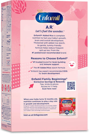 Enfamil A.R. Baby Formula, Added Rice Starch Formula to Reduce Reflux & Spit-Up, DHA for Brain Development, Probiotics to Support Digestive & Immune Health, Baby Milk, 30.4 Oz Box, 4 Count