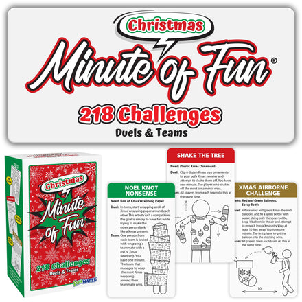 Funwares Minute of Fun Game - Minute to Win It Games for Kids, Adults, Teens, Families, Game Night, Gift for Home, Birthdays, or Travel. 2-12 Players! Outdoor - 272 Challenges