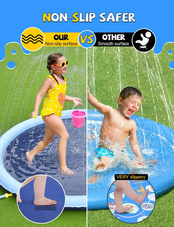 VISTOP Non-Slip Splash Pad for Kids and Dog, Thicken Sprinkler Pool Summer Outdoor Water Toys - Fun Backyard Fountain Play Mat for Baby Girls Boys Children or Pet Dog (59 inch, Red&Yellow&Green&Blue)