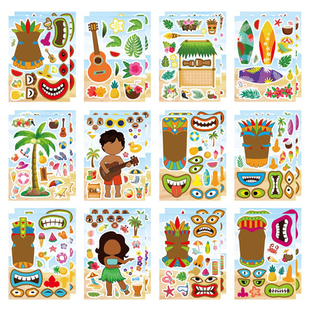 24 Sheets Make-a-face Stickers, Make Your Own Ice Cream Mix and Match Sticker Sheets DIY Summer Ice Cream Stickers for Kids Party Favors Activities
