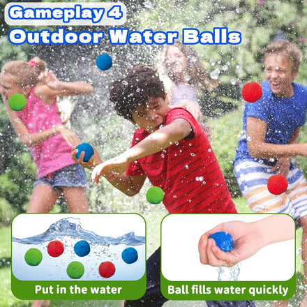 4-in-1 Kids Sprinkler Baseball & Water Ball Toy, Sprinkler with 3 Jets, 4 Baseballs & 6 Reusable Water Balls, Outdoor Summer Toys for Boys Girls Outside Yard Water Game Toys for Kids Ages 3-8