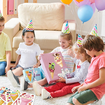 24 Sheets 8.3''×5.9'' Make Your Own Ice Cream Stickers for Toddlers Kids Party Favors, Make a Face Stickers for Kids Activities Supplies Crafts