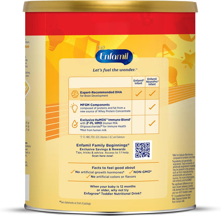 Enfamil NeuroPro Baby Formula, MFGM* 5-Year Benefit, Expert-Recommended Brain-Building Omega-3 DHA, Exclusive Immune Supporting HuMO6 Blend, Infant Formula Powder, Baby Milk, 28.3 Oz