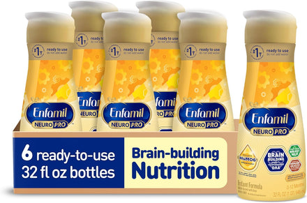 Enfamil NeuroPro Baby Formula, MFGM* 5-Year Benefit, Expert-Recommended Brain-Building Omega-3 DHA, Exclusive Immune Supporting HuMO6 Blend, Ready-to-Feed Infant Formula, Liquid, 32 Fl Oz (6 Count)