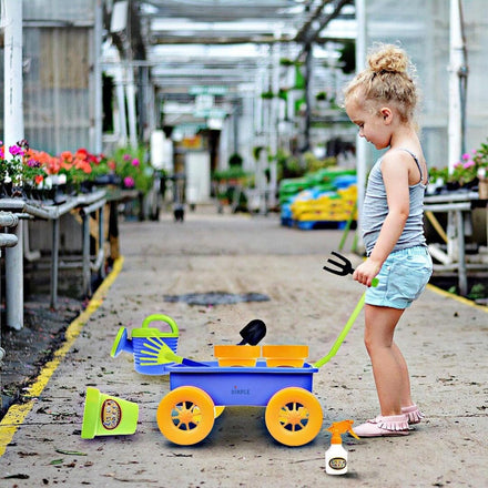 Dimple Garden Wagon & Tools Toy Set Premium 15 Pcs Kids Gardening Tools & Wagon Toy Set - Sturdy & Durable - Top Yd, Beach, Sand, Garden Play Set - Great for Kids & Toddlers