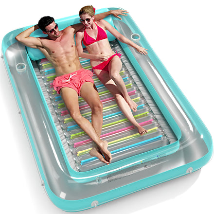 Inflatable Tanning Pool Lounger Float - Jasonwell 4 in 1 Sun Tan Tub Sunbathing Pool Lounge Raft Floatie Toys Water Filled Tanning Bed Mat Pad for Adult Blow Up Kiddie Pool Kids Ball Pit Pool (L)
