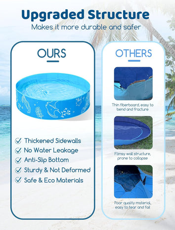 Foldable Kiddie Pool with Canopy: 47in Baby Pool and Beach Tent for Toddlers Infants 6-12 Months and Kids 2-4 Years Old - Portable Water Play with Shade for Outdoor Backyard Beach (Blue-Blue)