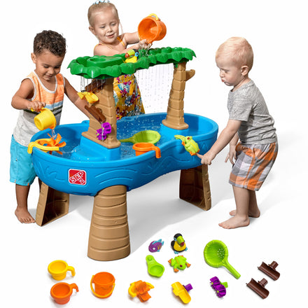 Step2 Rain Showers Splash Pond Toddler Water Table, Kids Water and Sand Activity Sensory Playset, Summer Outdoor Toys, 13 Piece Toy Accessories, For Toddles 1.5+ Years Old
