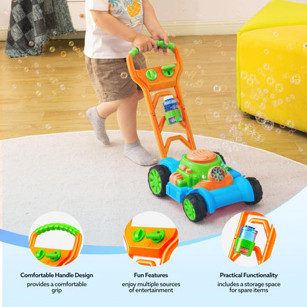 SLOOSH Bubble Lawn Mower Toddler Toys - Kids Bubble Machine Summer Outdoor Push Toy Games, Backyard Garden Outside Play Toddlers Preschool Boys Girls Birthday Gifts (Blue)