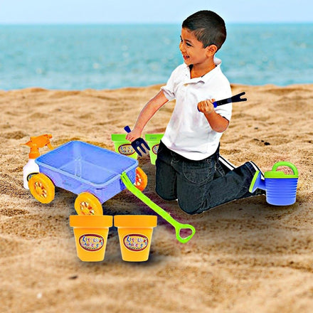 Dimple Garden Wagon & Tools Toy Set Premium 15 Pcs Kids Gardening Tools & Wagon Toy Set - Sturdy & Durable - Top Yd, Beach, Sand, Garden Play Set - Great for Kids & Toddlers