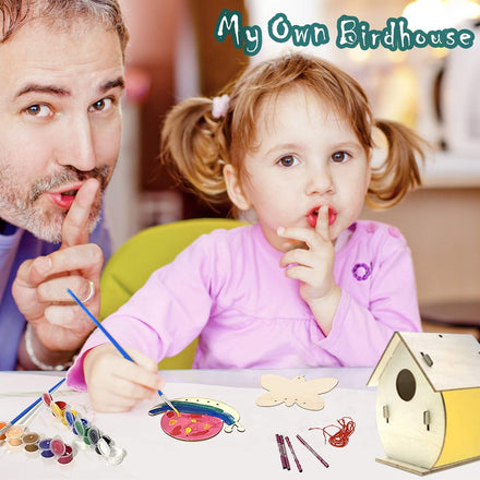 4 Pack DIY Bird House Wind Chime Kits for Children to Build and Paint, Wooden Arts and Crafts for Kids Girls Boys Toddlers Ages 8-12 4-6 6-8