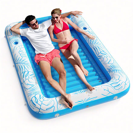 Inflatable Tanning Pool Lounger Float - Jasonwell 4 in 1 Sun Tan Tub Sunbathing Pool Lounge Raft Floatie Toys Water Filled Tanning Bed Mat Pad for Adult Blow Up Kiddie Pool Kids Ball Pit Pool (L)