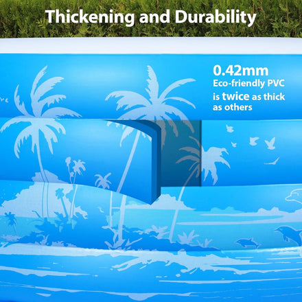 Inflatable Swimming Pool, 102” x 63” x27” Full-Sized Large Inflatable Pool with Seats Handles, Extra Large Blow Up Durable Thickened Pools for Outdoor, Garden, Backyard.