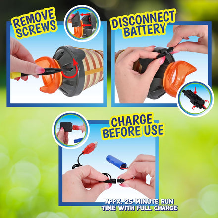 Tiki Torch Bubbler - Bubble Machine with Lights and Music, Bubble Blower and Wand, Rechargable Outdoor Toy for Kids Teens Adults, Includes 4oz Bubble Solution