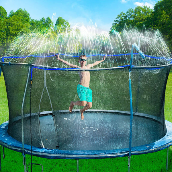 Bobor Trampoline Sprinkler for Kids, Outdoor Backyard Water Park Fun Summer Outdoor Water Sprinkler Toys for Boys Girls (Black, 39ft)