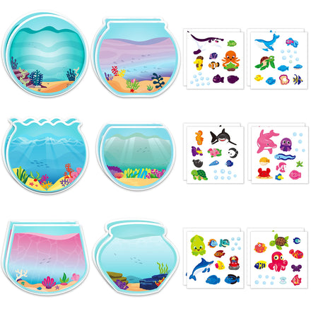 CY2SIDE Summer Beach Stickers - 12PCS Summer Drifting Bottles Sticker Art Craft for Kid Make Your Own Beach Sticker Scene with Pineapple Flamingo DIY Hawaii Party Game Class Fun Activities