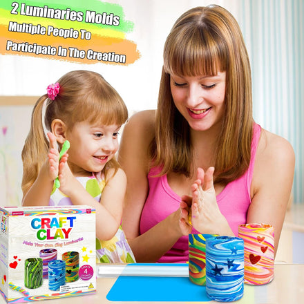 MHMYDIS Make Your Own Clay Luminaries - Arts and Crafts kit for Boys Girls and Teens Age 6 7 8 9 10 11 12 Year Old and up - Creative Clay Lantern Toys for 8-12 Year Olds