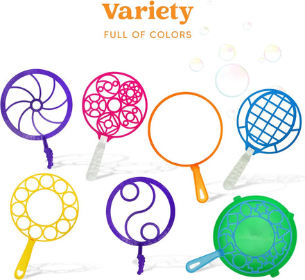 JOYIN Big Bubble Wands Set Bulk for Kids Summer Outdoor Activity Party Favors, 18 Pcs Giant Bubble Maker with Tray, 12" Large, 6 Pcs Solution Suitable for All Age People