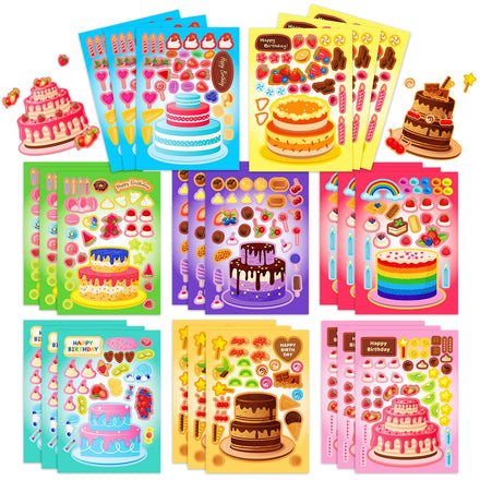 24 Sheets 8.3''×5.9'' Make Your Own Ice Cream Stickers for Toddlers Kids Party Favors, Make a Face Stickers for Kids Activities Supplies Crafts