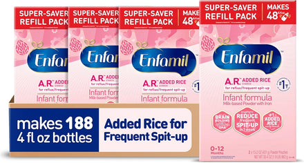 Enfamil A.R. Baby Formula, Added Rice Starch Formula to Reduce Reflux & Spit-Up, DHA for Brain Development, Probiotics to Support Digestive & Immune Health, Baby Milk, 30.4 Oz Box, 4 Count