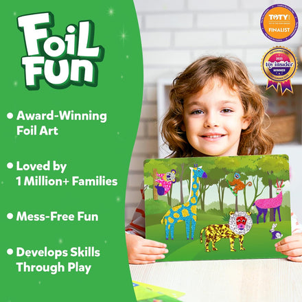 Skillmatics Art & Craft Activity - Foil Fun Animals, No Mess Art for Kids, Travel Toys, Craft Kits, DIY Creative Activity, Gifts for Boys & Girls Ages 4, 5, 6, 7, 8, 9