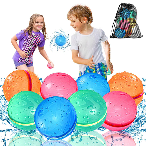 SOPPYCID 10PCS Reusable Water Balloons Quick Fill for Kids, Refillable Magnetic Water Balloons for Pool & Beach, Water Ball Toys for Summer Outdoor Games, Outside Activities