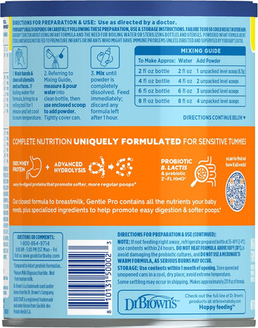 Good Start | Dr. Brown’s Gentle Pro, Baby Formula Powder, For Sensitive Tummies, Easy Digestion and Softer Poops, Infant Formula with Probiotics, DHA, Non-GMO, 32 OZ