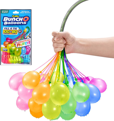 Bunch O Balloons Tropical Party by ZURU, 100+ Rapid-Filling Self-Sealing Tropical Colored Water Balloons for Outdoor Family, Friends, Children Summer Fun (3 Count)