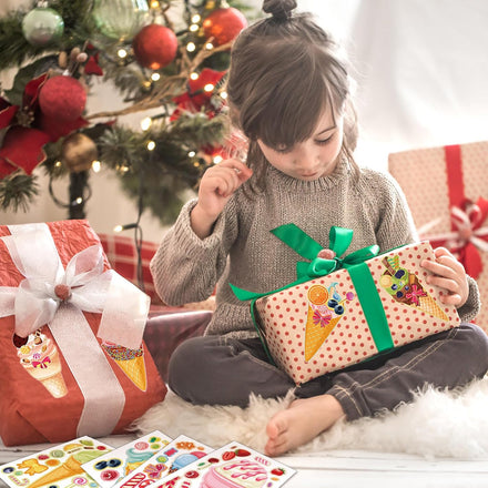 24 Sheets 8.3''×5.9'' Make Your Own Ice Cream Stickers for Toddlers Kids Party Favors, Make a Face Stickers for Kids Activities Supplies Crafts