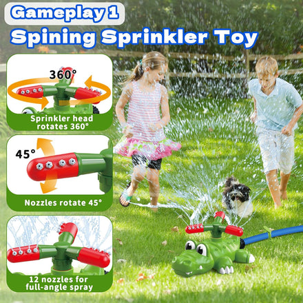 4-in-1 Kids Sprinkler Baseball & Water Ball Toy, Sprinkler with 3 Jets, 4 Baseballs & 6 Reusable Water Balls, Outdoor Summer Toys for Boys Girls Outside Yard Water Game Toys for Kids Ages 3-8