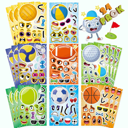 24 Sheets Make-a-face Stickers, Make Your Own Ice Cream Mix and Match Sticker Sheets DIY Summer Ice Cream Stickers for Kids Party Favors Activities