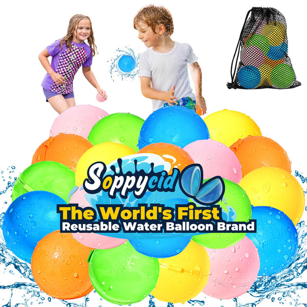 SOPPYCID 10PCS Reusable Water Balloons Quick Fill for Kids, Refillable Magnetic Water Balloons for Pool & Beach, Water Ball Toys for Summer Outdoor Games, Outside Activities