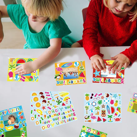 chiazllta 30 Pack Summer Crafts Kit for Kids End of School Year Picture Frames Beach DIY Art Crafts Classroom Summer Activities Game Party Favor