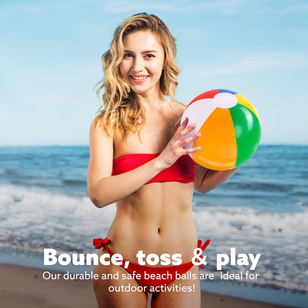 JOYIN Rainbow Beach Balls(12 Pack), 12'' Inflatable Swimming Pool Toys for Summer Water Games Kids Birthday Party Supplies Combo Set Include Inflatable Beach Balls