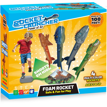 Toys Rocket Launcher for Kids - Launch up to 100 Ft, 8 Multi-Color Foam Rockets & Adjustable Launch Stand, Kids Outdoor Toys, Birthday Toys for Kids Boys Girls Age 3+ Years Old