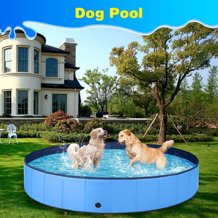 Jecoo Dog Pool for Large Dogs Kiddie Pool Hard Plastic Foldable Dog Bathing Tub Portable Outside Kids Swimming Pool for Pets and Dogs Outdoor Backyard