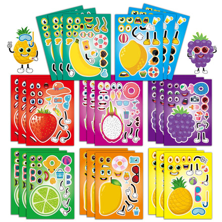 24 Sheets 8.3''×5.9'' Make Your Own Ice Cream Stickers for Toddlers Kids Party Favors, Make a Face Stickers for Kids Activities Supplies Crafts