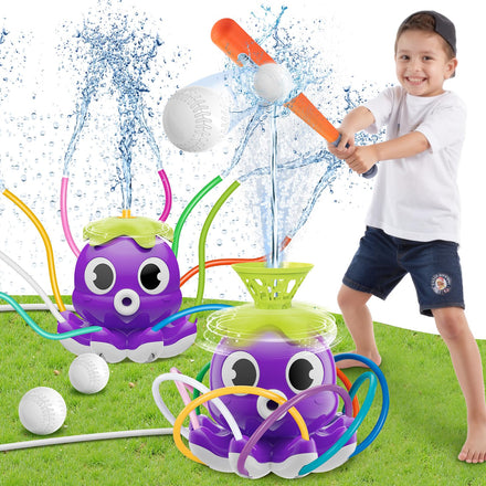 Outdoor Water Spray Sprinkler for Kids and Toddlers, Summer Outside Toys Backyard Games with 8 Wiggle Tubes, Attaches to Garden Hose Splashing Fun Toys for 3 4 5 6 7 8 Year Old Boys Girls Gifts